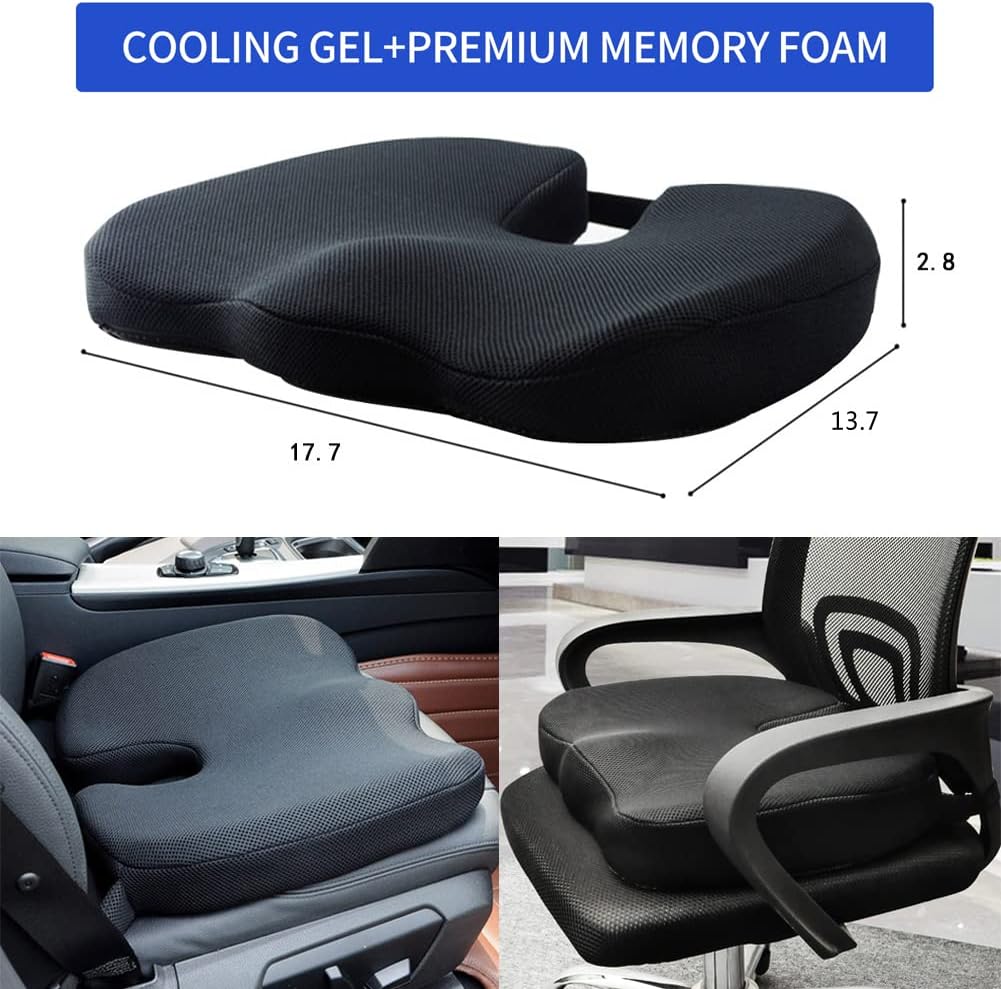 High-Density Premium Memory Foam Car Seat Cushion – Ultimate Comfort for Car Drivers, Office Chairs & Wheelchairs | Sciatica, Coccyx, Tailbone & Back Pain Relief