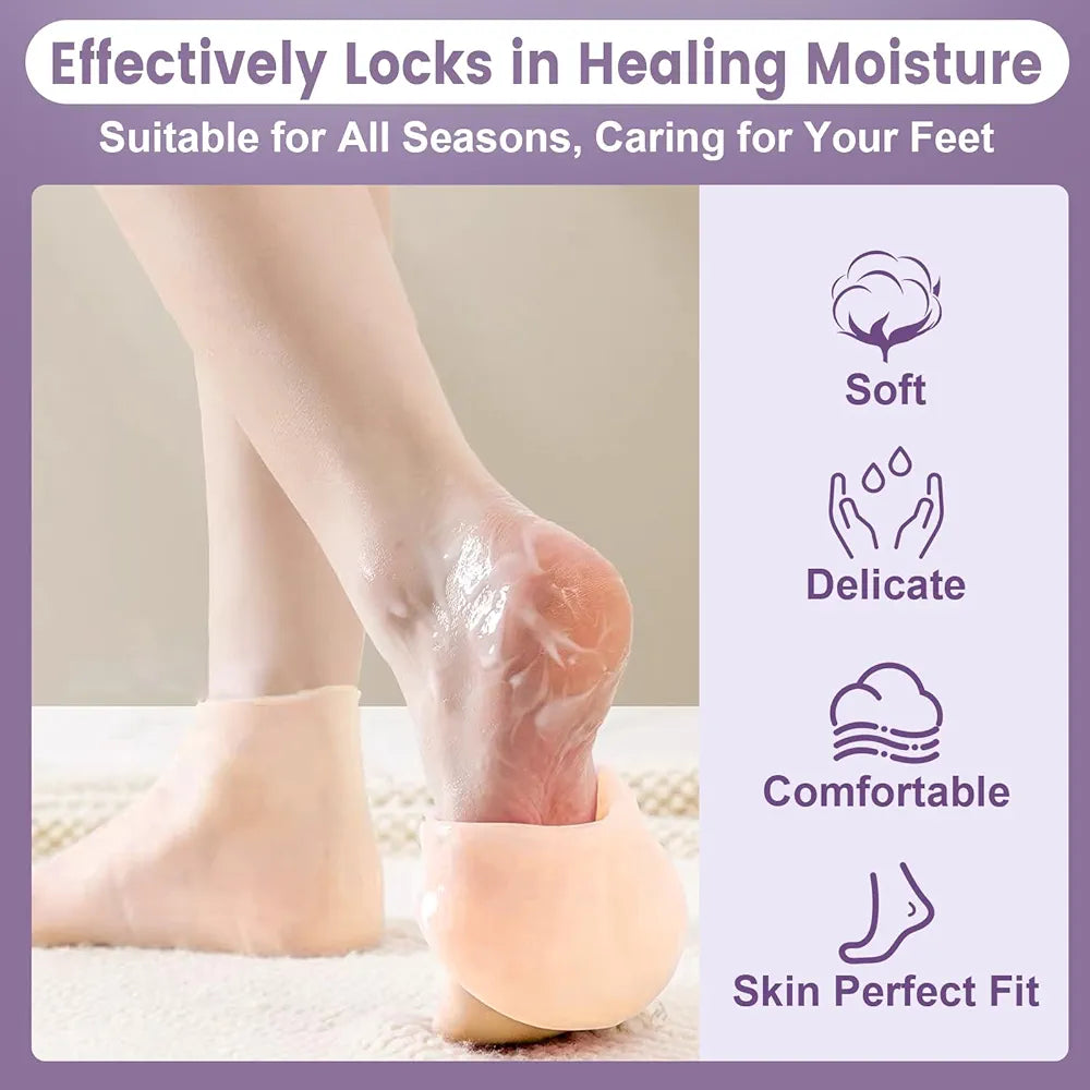 1 Pair Full Silicone Gel Heel Socks – Moisturizing & Anti-Crack Foot Care